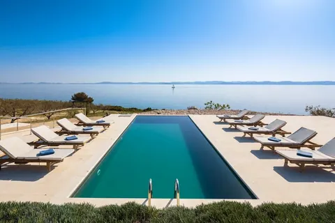 Luxury Villa first row to the sea on a small island waterfront, 5 bedrooms in Zadar