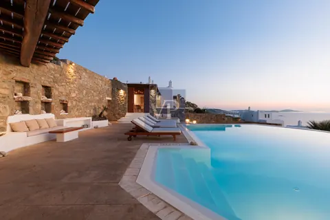 Architectural Villa Wild Blue private heated pool, panoramic views of the sea and sunset, 6 bedrooms in Tourlos - Mykonos photo for sale For Super Rich