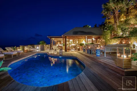 Luxury Villa White Nahma spectacular views of Petit and Grand Cul de Sac, 4 bedrooms in St Barth unique for sale For Super Rich