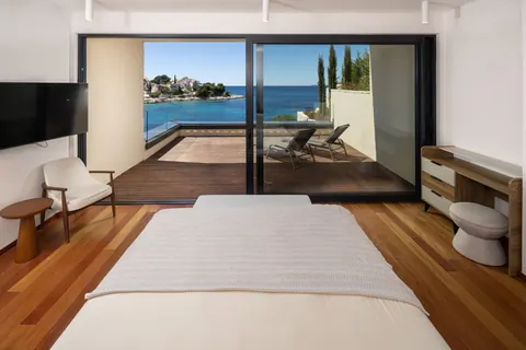 Modern Villa Beach Front direct access to the natural rocky beach, 4 bedrooms in Primosten deal for sale For Super Rich