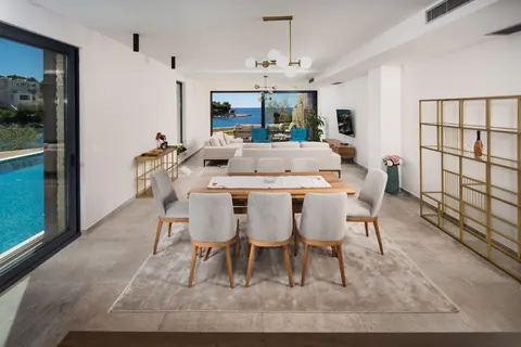 Modern Villa Beach Front direct access to the natural rocky beach, 4 bedrooms in Primosten expensive for sale For Super Rich