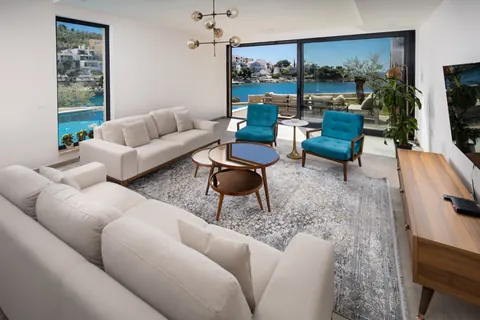 Modern Villa Beach Front direct access to the natural rocky beach, 4 bedrooms in Primosten exclusive for sale For Super Rich