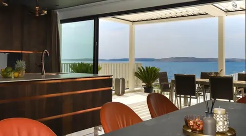 Modern Villa private mooring for a boat/yacht first row to the sea, 4 bedrooms in Zadar expensive for sale For Super Rich