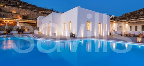 Luxury Villa Panoramic views of Delos to Tinos and Syros infinity pool, 7 bedrooms in Mykonos search for sale For Super Rich