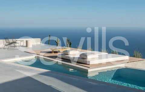 Architectural Villa Panoramic romantic setting Pool facing Greek beaches, 8 bedrooms in Santorini