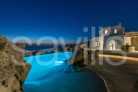 Architectural Villa Breathtaking 180-degrees views Rock Swimming pool, 10 bedrooms in Mykonos