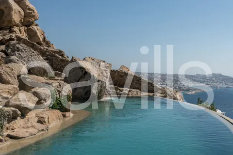 Architectural Villa Breathtaking 180-degrees views Rock Swimming pool, 10 bedrooms in Mykonos 4825 Mykonos for sale For Super Rich