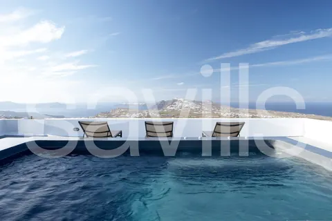 Minimal  Villa Greek sunshine views swimming pool, 8 bedrooms in Santorini buy for sale For Super Rich