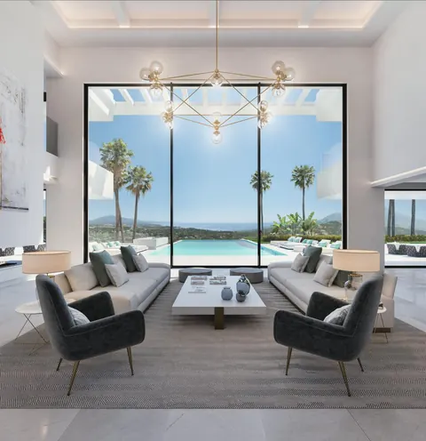 Modern Villa Infinity swimming pool  Heated indoor pool, 9 bedrooms in La Zagaletta - Marbella Construction plan for sale For Super Rich