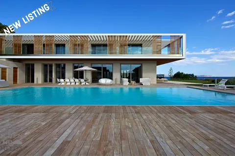 Architectural Villa Private Beach in Agia Marina Sew view & Tennis court, 4 bedrooms in Athens buy for sale For Super Rich