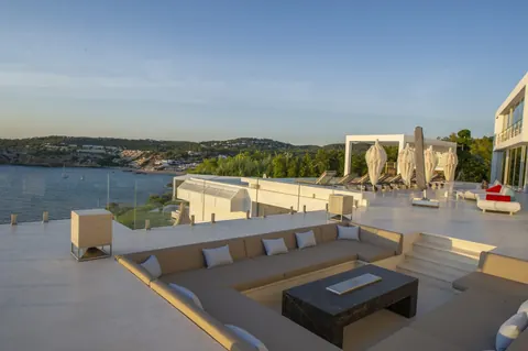 Architectural Villa first line descent to the sea, 6 bedrooms in Cala Tarida - Ibiza real estate for sale For Super Rich