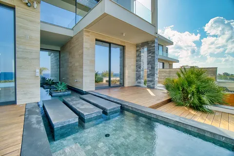Modern Villa Beach Front Panoramic Sea views, 4 bedrooms in St. George Pegia photo for sale For Super Rich
