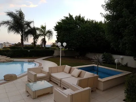 Elegant House Pareklisia beachfront, next to St. Raphael marina Swimming Pool, 5 bedrooms in Limassol available for sale For Super Rich