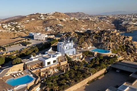 Architectural Villa Wild Blue private heated pool, panoramic views of the sea and sunset, 6 bedrooms in Tourlos - Mykonos exclusive for sale For Super Rich
