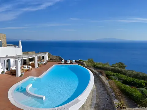 Modern Villa Beach Front panoramic Aegean Sea views, 6 bedrooms in Mykonos