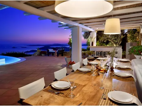 Modern Villa Beach Front panoramic Aegean Sea views, 6 bedrooms in Mykonos properties for sale For Super Rich