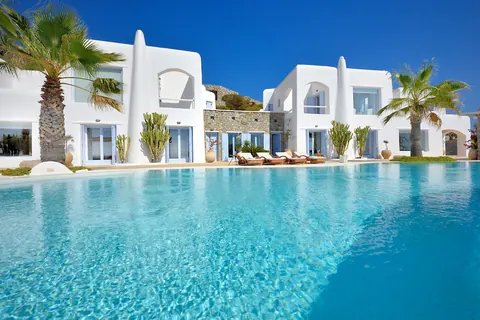 Architectural Villa one-of-a-kind location access sea, stunning panoramic view from Pinnacle Estate, 14 bedrooms in Mykonos New for sale For Super Rich