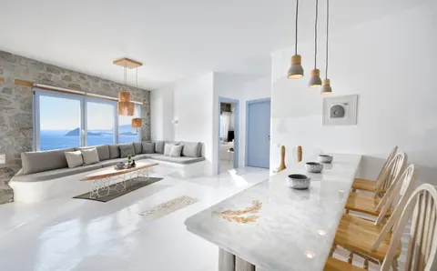 Architectural Villa one-of-a-kind location access sea, stunning panoramic view from Pinnacle Estate, 14 bedrooms in Mykonos exclusive for sale For Super Rich