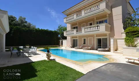 Modern Villa Tented Garden pool of 42 sqm, equipped with a hydro-massage, 7 bedrooms in Vouliagmeni 11-3176 for sale For Super Rich