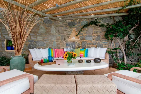 Elegant Villa Blanca sea views of Psarrou beach in Agios Lazaros, infinity pool, 5 bedrooms in Mykonos buy for sale For Super Rich