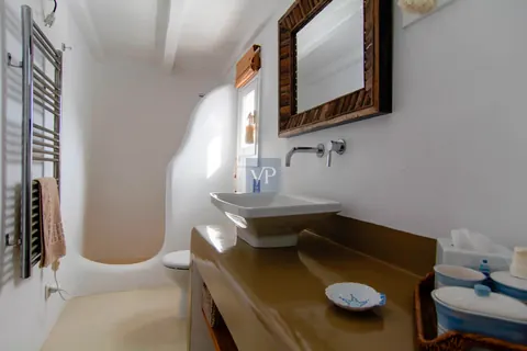 Elegant Villa Blanca sea views of Psarrou beach in Agios Lazaros, infinity pool, 5 bedrooms in Mykonos real estate for sale For Super Rich