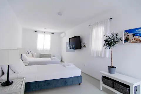 Elegant Villa Blanca sea views of Psarrou beach in Agios Lazaros, infinity pool, 5 bedrooms in Mykonos expensive for sale For Super Rich