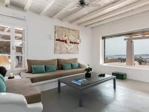 Modern Villa Beach Front panoramic Aegean Sea views, 6 bedrooms in Mykonos property for sale For Super Rich