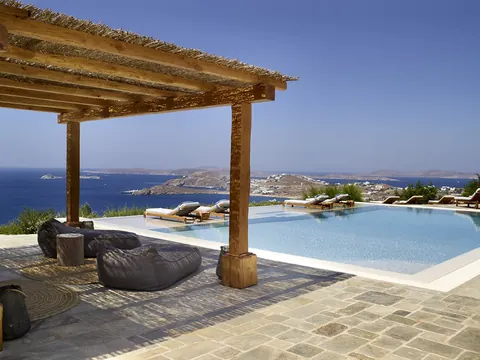 Architectural Villa Sea View, Spa area with a sauna, steam room, and private gym, 5 bedrooms in Mykonos real estate for sale For Super Rich