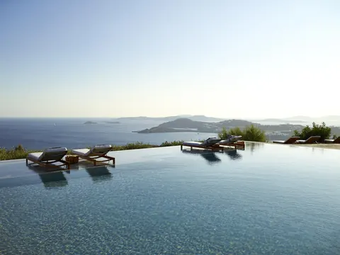 Architectural Villa Sea View, Spa area with a sauna, steam room, and private gym, 5 bedrooms in Mykonos exclusive for sale For Super Rich