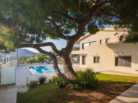 Elegant Villa Panoramic View of sea and mountain, 5 bedrooms in Lagonisi image for sale For Super Rich