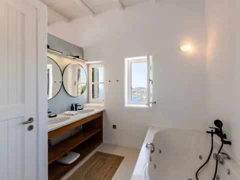 Modern Villa Beach Front panoramic Aegean Sea views, 6 bedrooms in Mykonos top for sale For Super Rich