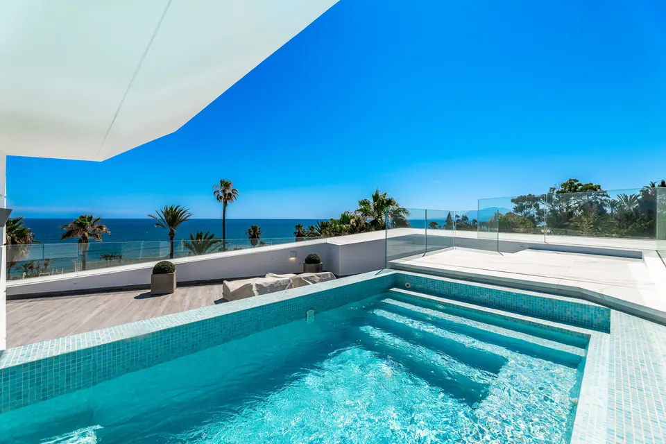 Ultra Modern Front-line Villa Beach Front pool, gym, sauna, bar, 6 bedrooms in Marbella for sale For Super Rich Ultra Modern Front-line Villa Beach Front pool, gym, sauna, bar, 6 bedrooms in Marbella for sale For Super Rich
