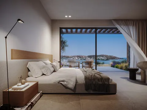 Luxury Villa Geometric shapes Substantial infinity pool and spa over the bay, 6 bedrooms in Mykonos top for sale For Super Rich