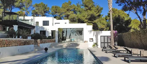 Modern Villa Gym views of the entire coast of the Salinas area, 6 bedrooms in Sant Jordi De Ses Salines - Ibiza best for sale For Super Rich