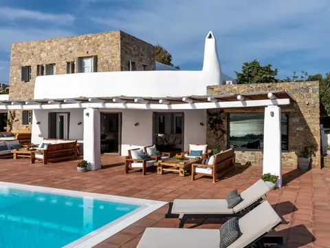 Modern Villa Beach Front panoramic Aegean Sea views, 6 bedrooms in Mykonos photos for sale For Super Rich