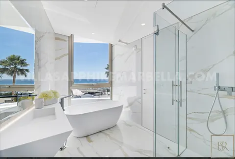 Modern Villa Mediterranean, Africa, Gibraltar and Bay views  Stunning bathroom, 6 bedrooms in Marbella deal for sale For Super Rich