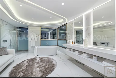 Modern Villa Mediterranean, Africa, Gibraltar and Bay views  Stunning bathroom, 6 bedrooms in Marbella top for sale For Super Rich