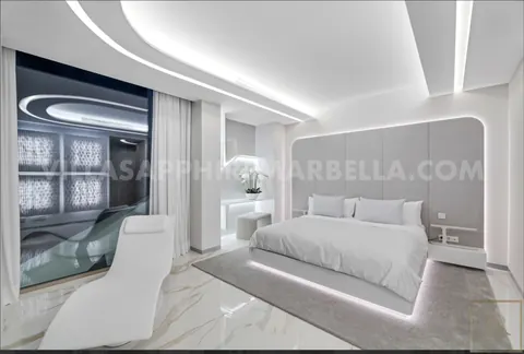 Modern Villa Mediterranean, Africa, Gibraltar and Bay views  Stunning bathroom, 6 bedrooms in Marbella luxury for sale For Super Rich