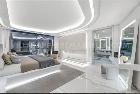 Modern Villa Mediterranean, Africa, Gibraltar and Bay views  Stunning bathroom, 6 bedrooms in Marbella property for sale For Super Rich
