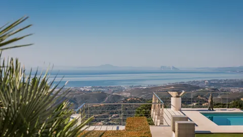 Modern Villa Panoramic View of to Gibraltar, Morocco, the Mediterranean, 6 bedrooms in Benahavis - La Zagaleta Marbella available for sale For Super Rich