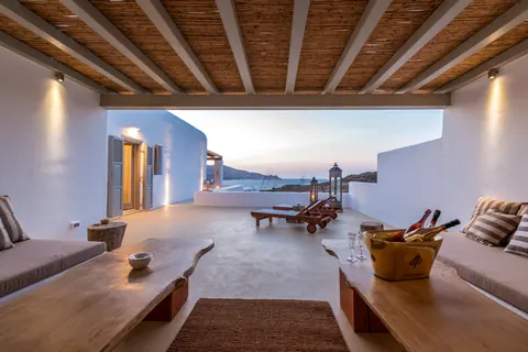 Luxury Villa Mariposa panoramic views of Aegean blue, 8 bedrooms in Mykonos price for sale For Super Rich