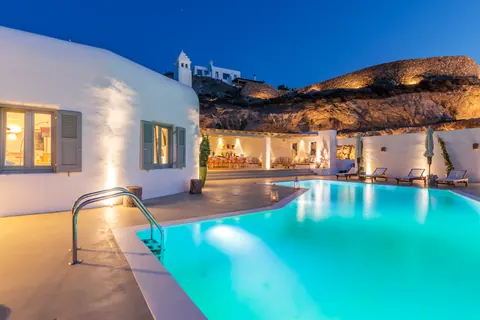 Luxury Villa Mariposa panoramic views of Aegean blue, 8 bedrooms in Mykonos New for sale For Super Rich