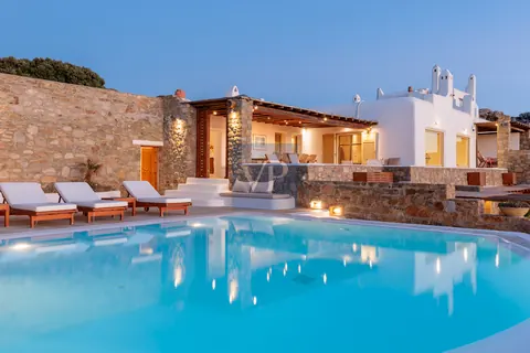 Architectural Villa Wild Blue private heated pool, panoramic views of the sea and sunset, 6 bedrooms in Tourlos - Mykonos unique for sale For Super Rich