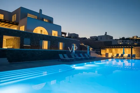 Luxury Villa Panoramic View Overlooking Psarou Beach, 10 bedrooms in Mykonos photo for sale For Super Rich