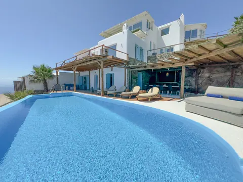 Premium Hotel Panoramic sea view overlooking the Aegean, Tennis court, 29 bedrooms in Mykonos photos for sale For Super Rich