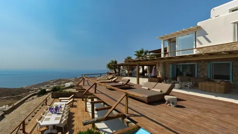 Premium Hotel Panoramic sea view overlooking the Aegean, Tennis court, 29 bedrooms in Mykonos deal for sale For Super Rich