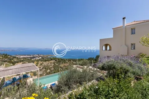 Elegant Villa Panoramic View nearest beach of Kouzounos, 4 bedrooms in Spetses luxury for sale For Super Rich