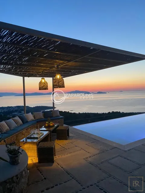 Elegant Villa Panoramic View nearest beach of Kouzounos, 4 bedrooms in Spetses expensive for sale For Super Rich