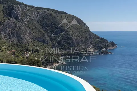 Contemporary Villa overflow swimming pool sea view between Monaco and Saint-Jean Cap Ferrat, 4 bedrooms in Eze unique rental For Super Rich