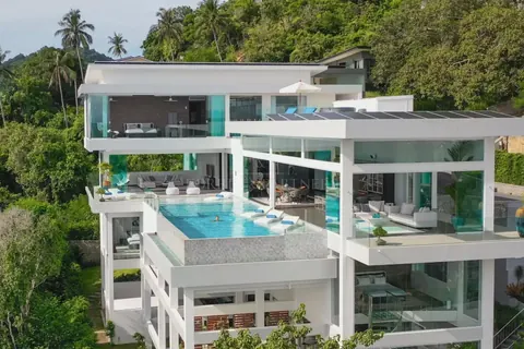 Modern Villa Stunning ocean view Infinity pool, jacuzzi, 6 bedrooms in Chaweng Noi, Ko Samui expensive rental For Super Rich